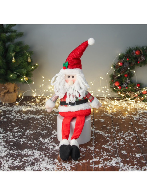 Игрушка мягкая «Дед Мороз с ремешком, длинные ножки» 58×20 см, красный
