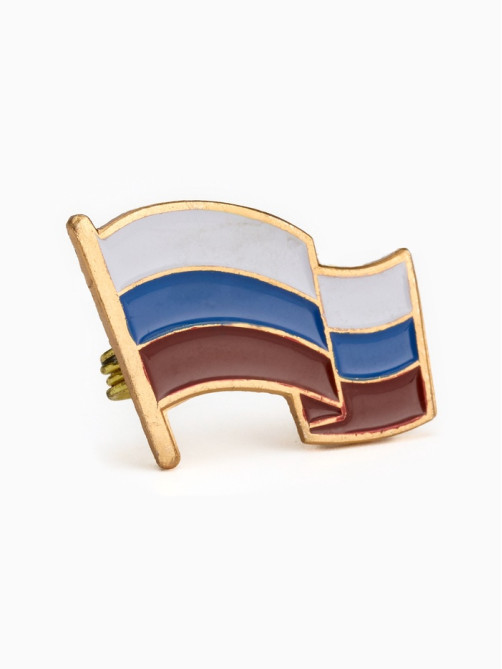 Значок «Флаг России», 2×2.5 см, цветной в золоте