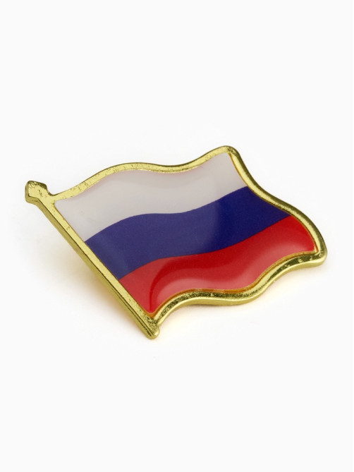Значок «Флаг РФ», 2 см, цветной в золоте
