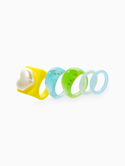 Набор колец 5 шт. «Стиль лёгкий. Сердце», размер МИКС (17-19), цветные