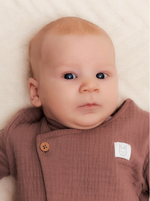 Комбинезон детский из жатой ткани «Крошка Я», рост 62-68 см, шоколадный