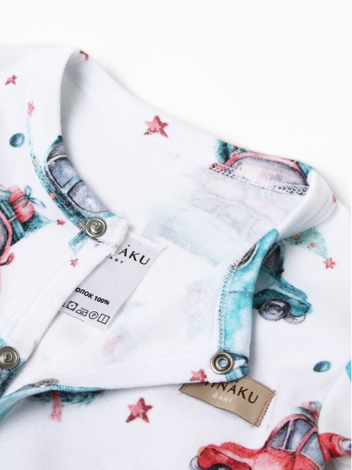 Комбинезон детский детский MINAKU New Year's cars, рост 56-62 см, белый