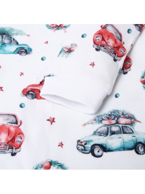 Комбинезон детский детский MINAKU New Year's cars, рост 62-68 см, белый