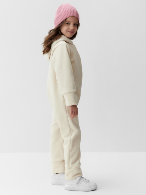 Комбинезон флисовый для девочки MINAKU: Fleece Soft, бежевый, рост 122-128 см