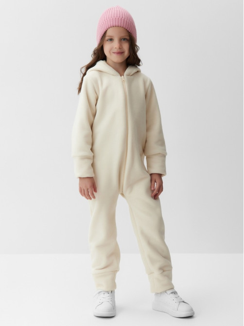 Комбинезон флисовый для девочки MINAKU: Fleece Soft, бежевый, рост 110-116 см