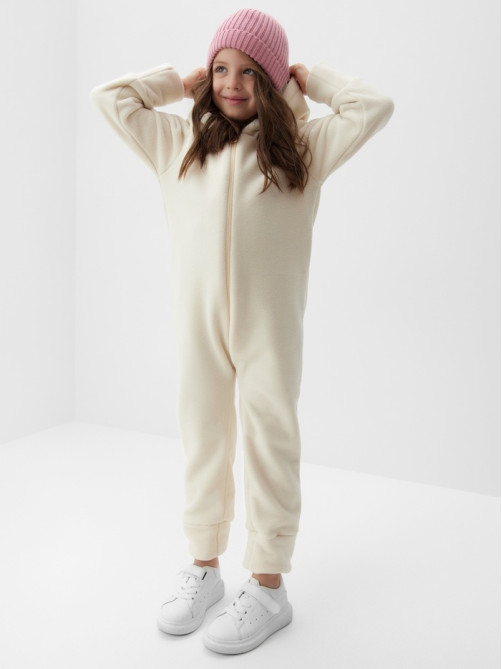 Комбинезон флисовый для девочки MINAKU: Fleece Soft, бежевый, рост 122-128 см
