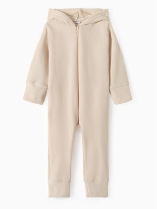 Комбинезон флисовый для девочки MINAKU: Fleece Soft, бежевый, рост 92-98 см