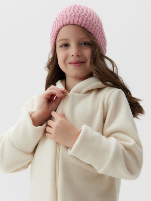 Комбинезон флисовый для девочки MINAKU: Fleece Soft, бежевый, рост 110-116 см
