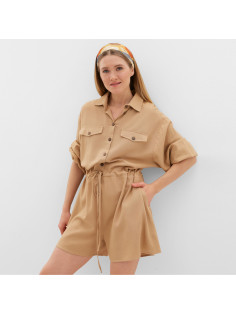 Комбинезон женский MINAKU: Casual Collection, бежевый, размер 48