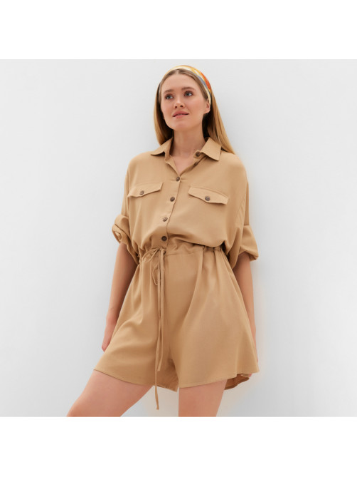 Комбинезон женский MINAKU: Casual Collection, бежевый, размер 48