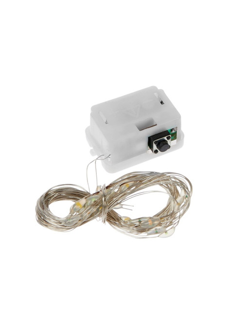 Гирлянда «Нить» 3 м, роса, IP20, серебристая нить. 30 LED, от батареек AG13×3, 3 режима, свечение белое