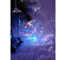 Гирлянда «Нить» 3 м, роса, IP20, серебристая нить. 30 LED, от батареек AG13×3, 3 режима, свечение мульти
