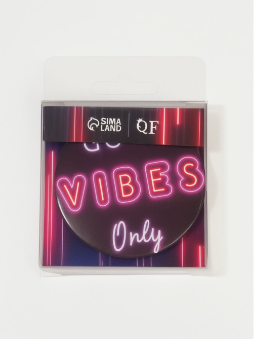 Зеркало карманное Good vibes, d=7 см, PVC - коробка, чёрное