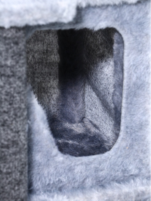 Домик для кошек, 33×42×63 см, с когтеточкой, квадратный, 3 уровня, ковролин, серый