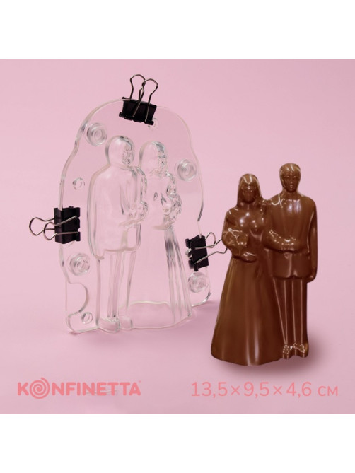 Молд для заливки шоколада 3 D KONFINETTA «Молодожёны», пластик, 13.5×9.5×4.6 см, прозрачный