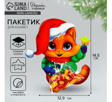 Пакет под сладости новогодний «Котик», 11×6 см