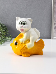 Копилка для денег «Кот на рыбке», гипс, 21 см