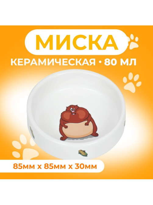 Миска для грызунов «Кукуруза», 80 мл, 8.5×3 см, керамика