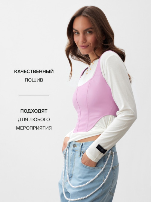 Корсет женский кожаный MIST, размер 42 (S), розовый