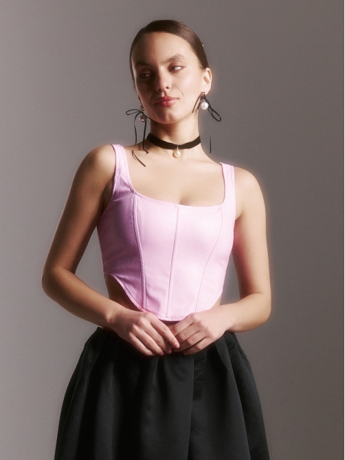 Корсет женский кожаный MIST, размер 40 (XS), розовый