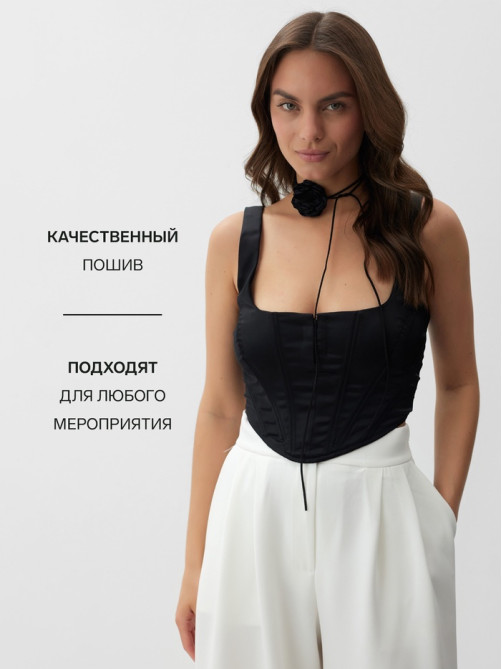 Корсет женский атласный MIST, размер 40 (XS), чёрный