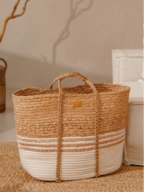 Корзина для белья плетеная SL Home Orden, хлопок, гиацинт, 42×24×35 см