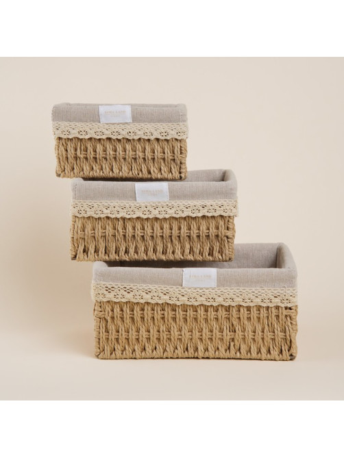 Корзины для хранения SL Home, плетёные, ручной работы, 3 шт.: 18×12×9,5, 22×16.5×10,5, 26×20×11.5