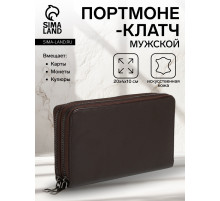 Портмоне-клатч мужской TEXTURA, два отделения, коричневое