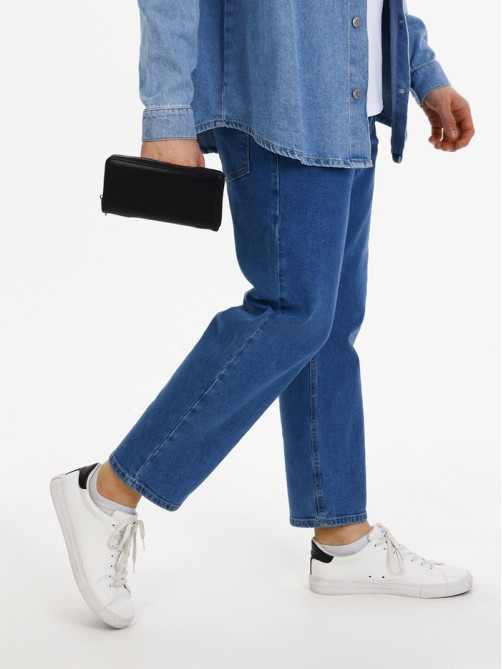Сумка мужская через плечо TEXTURA, портмоне - клатч, на молнии, чёрная