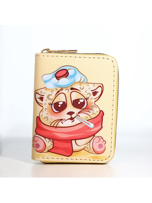Кошелёк на молнии «Кот», маленький, детский, жёлтый