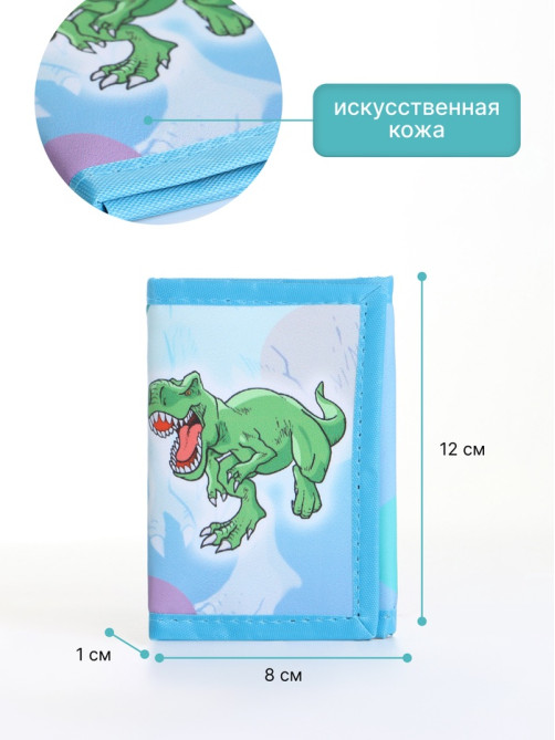 Кошелёк детский «Рэкс» Выбражулька, на липучке, голубой