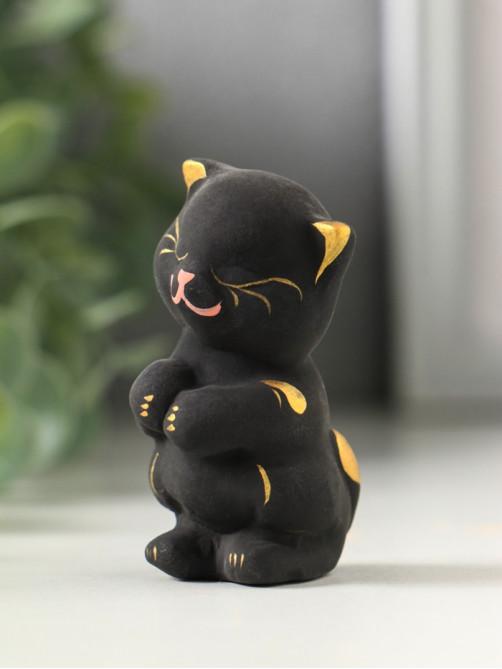 Фигурка керамика «Котик милашка», 7 см, чёрный