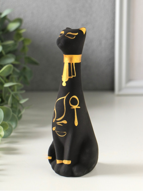 Фигурка керамика «Кот Египетский», 15 см, чёрный