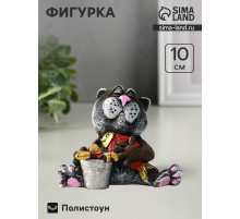 Фигурка полистоун «Кот на рыбалке», 10 см