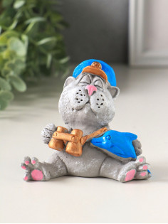 Фигурка полистоун «Кот капитан», 6.3×8.7×7.5 см