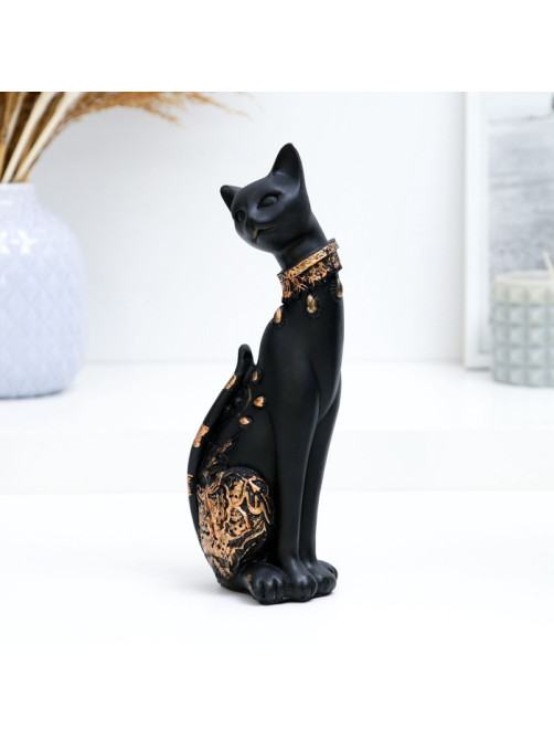 Фигурка полистоун «Кошка», чёрная, 20×8 см