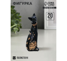 Фигурка полистоун «Кошка», чёрная, 20×8 см