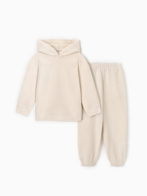 Костюм флисовый (худи и брюки) детский MINAKU: Fleece Soft, бежевый, рост 116 см