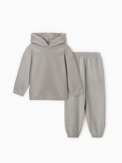 Костюм флисовый (худи и брюки) детский MINAKU: Fleece Soft, графит, рост 122 см