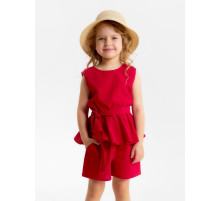 Комплект для девочки (топ и шорты) KAFTAN: Summer cotton, красный, размер 38 (146-152 см)