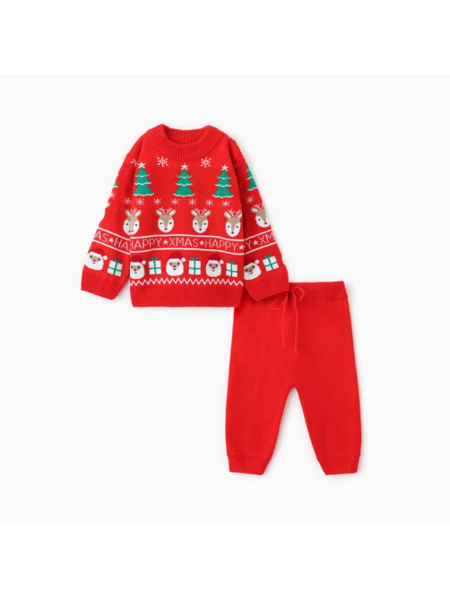 Костюм детский (джемпер, штаны) вязаный «Крошка Я» Xmas, рост 98-104 см