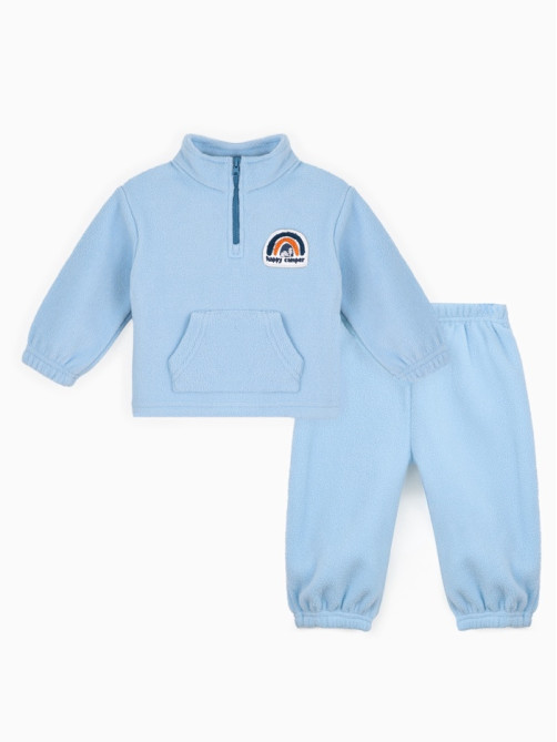 Костюм детский (кофта, брюки) флисовый«Крошка Я» Happy camper, рост 80-86, голубой