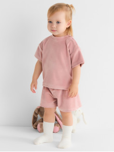 Костюм для девочки (шорты, футболка) «Крошка Я» Plushy, рост 92-98 см, розовый