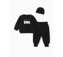 Комплект для мальчика, (джемпер, брюки, шапочка) «Крошка Я» Small King, рост 86-92, чёрный