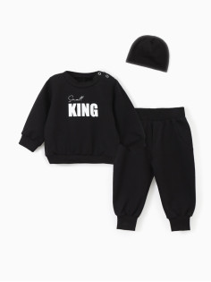 Комплект для мальчика, (джемпер, брюки, шапочка) «Крошка Я» Small King, рост 86-92, чёрный