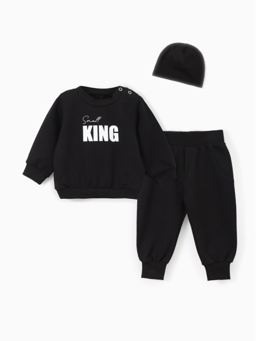 Комплект для мальчика, (джемпер, брюки, шапочка) «Крошка Я» Small King, рост 86-92, чёрный