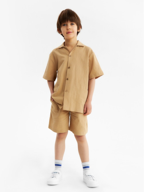 Костюм для мальчика (рубашка и шорты) KAFTAN, бежевый, размер 32 (110-116 см)
