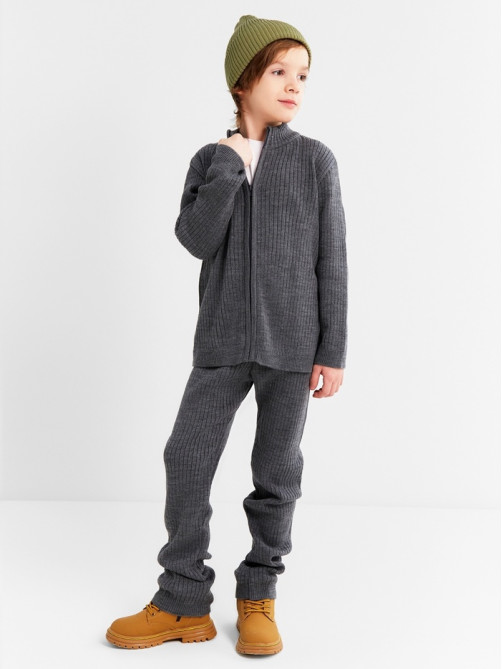Костюм детский вязаный (кофта и брюки) MINAKU, цвет графит, рост 128 см