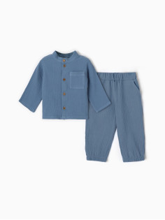 Костюм (рубашка и брюки) детский KAFTAN «Муслин», размер 26 (80-86 см), синий