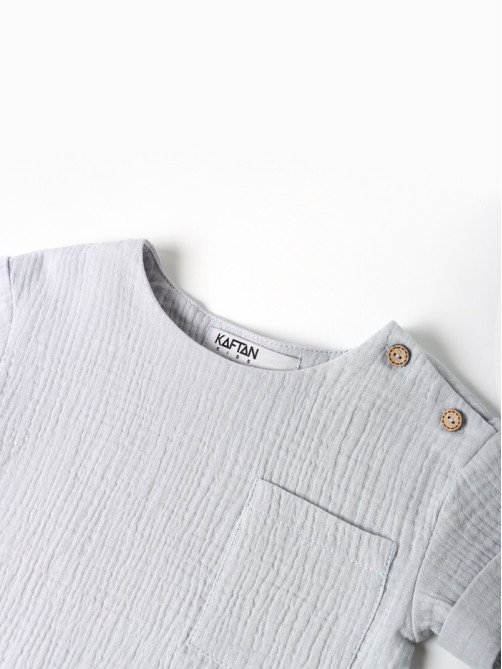 Костюм (рубашка и шорты ) детский KAFTAN «Муслин», размер 32 (110-116 см), серый